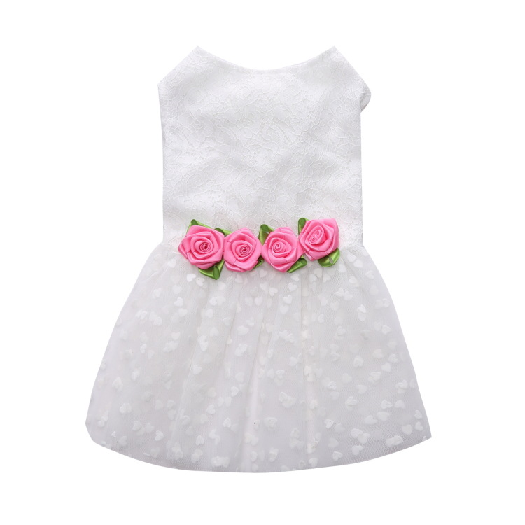 Pet Formal Dress  Dog Wedding Dress Lace Tulle Gown with Rose Accents